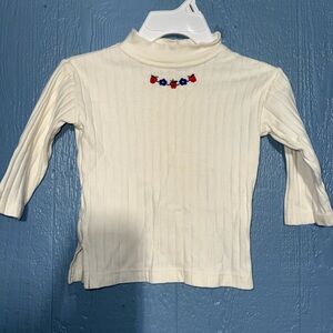 VITAGE MC DONALS LONG SLEEVECream Kids Turtleneck Top with Embroidered Detail